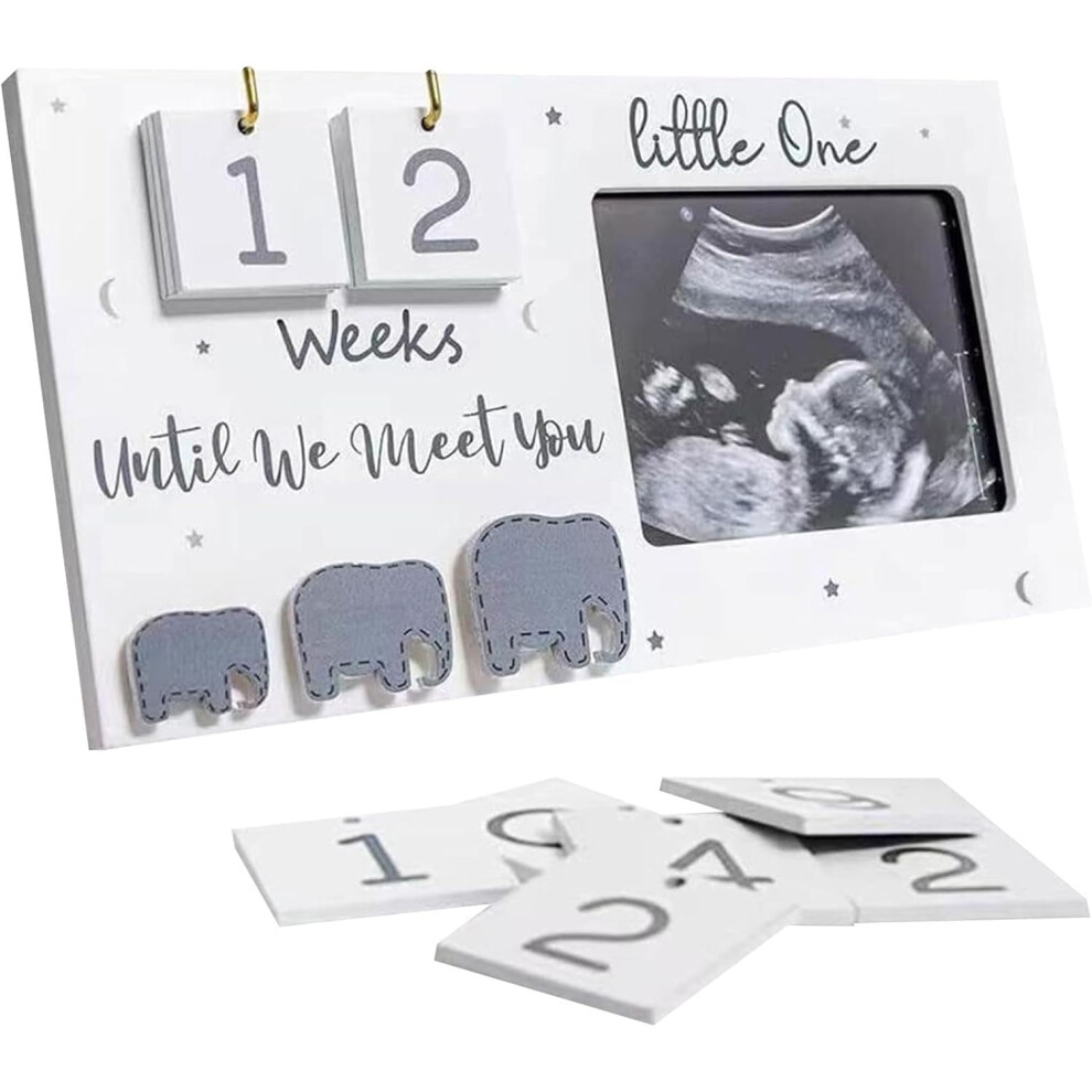 Autuuckee Baby Scan Photo Frames With Countdown Calendar And Changeable Mats, Baby Sonogram Picture Frame Countdown Weeks