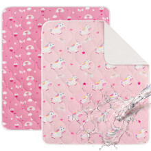Yukkidds 2 Pack of Potty Training Bed Pads, Waterproof Bed Wetting Sheets for Kids, Washable Toddler Bedwetting Mattress Protector 75x90 cm (Pink Uni
