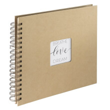 Hama "Craft" Spiral Photo Album for Weddings, Birthdays, Christenings, 28 x 24 cm, 40 Pages of Chic Kraft Paper to Personalise and Stick