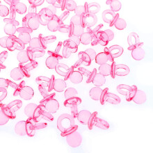 JZK 100 x Pink Mini Dummy Pacifier Acrylic Soothers Table Scatter Confetti Party Decoration Accessories for Baptism Baby Shower Birthday Mother to Be