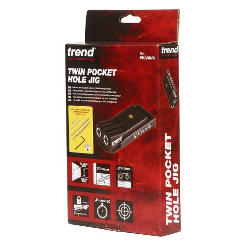 Trend Trend Twin Pocket Hole Jig with HSS Drill Bit  Depth Setting Collar Sq