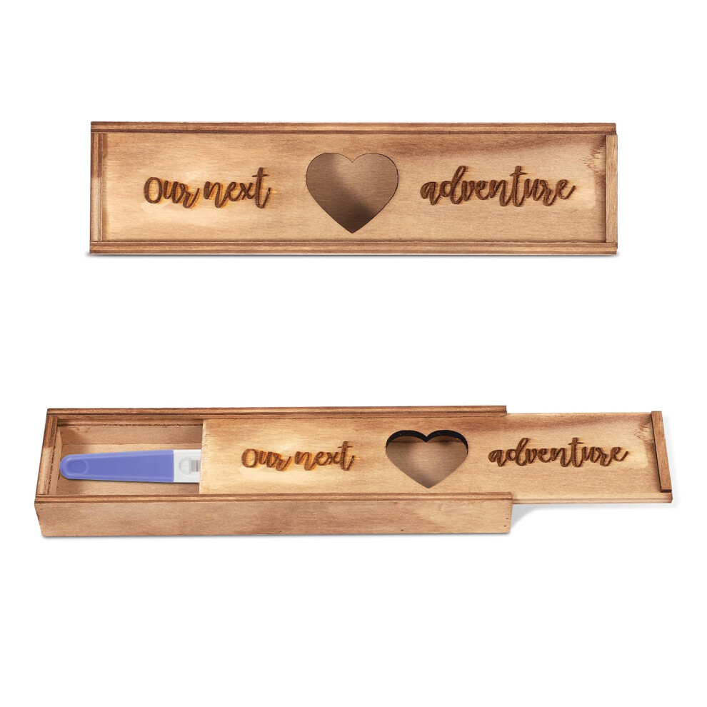 Pregnancy Test Keepsake Box, Surprise Pregnancy Announcement Wooden Box Storage Holder Baby Reveal Souvenir Collection Pregnancy Gift Box For Dad Peutier