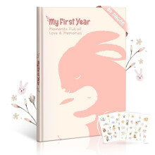 Baby Memory Book for Girls – Boho Design, 84-Page Hardcover Keepsake Journal for First Year, Milestone & Photo Album