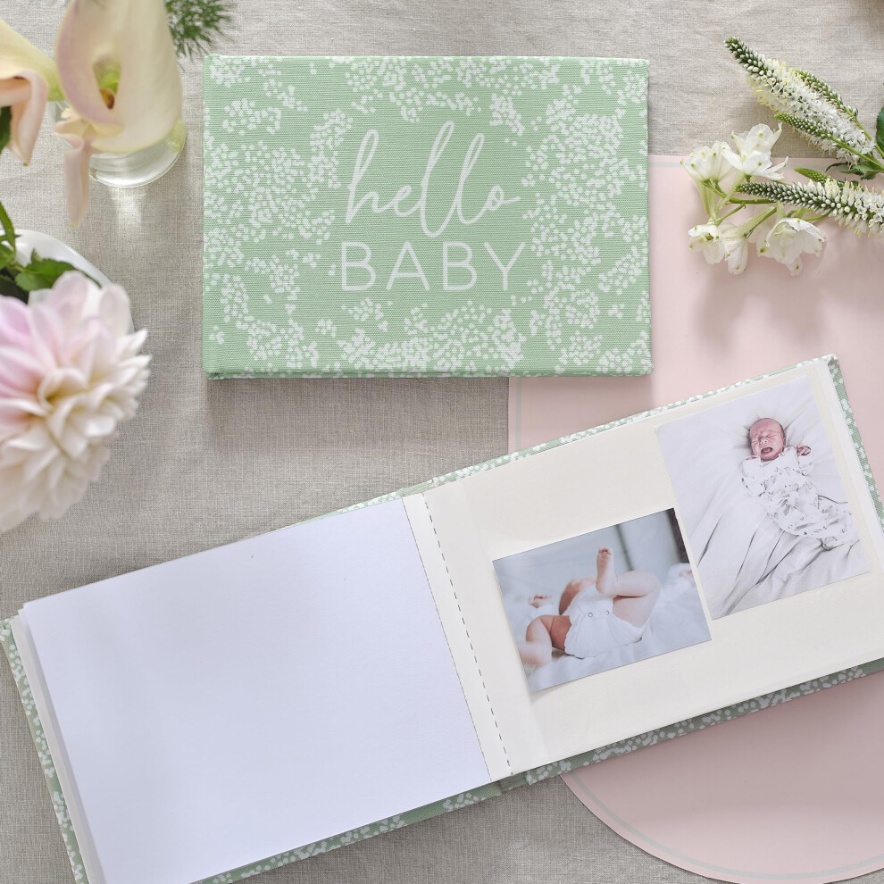 Ginger Ray Fabric Hello Baby Shower Photo Album With 24 Pages Self Adhesive Photo And Blank Pages