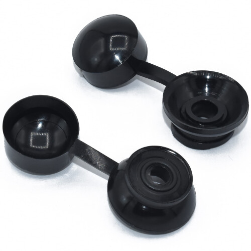 50, Corrugated Roofing Plastic Screw Cover Strap Caps - Black 1