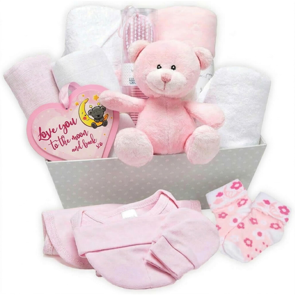 Baby Girl Gifts Newborn | 17-Piece Baby Hamper With Clothes & Keepsakes | Newborn Baby Girl Gift Set | Baby Shower Present – Pink Baby Box Shop