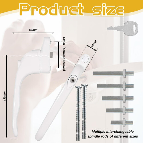 Blunivia Universal Multi-Spindle uPVC Window Handle - Durable Replacement with Secure Locking Mechanism for Enhanced Home Security 1