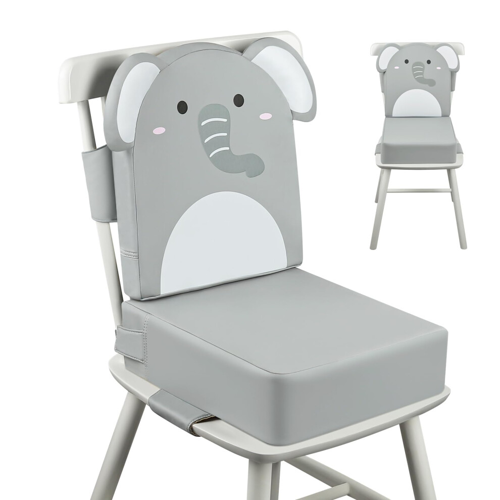 Toddler Booster Seat For Dining Chair, 10Cm Pu Waterproof Kids Booster Seat With Backrest, Non-Slip Bottom And Adjustable Safety Belt Wooshwa