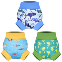 MOEMOE BABY Swim Nappy for Toddlers Swimming Nappy Reusable Nappies for Baby,Boat+Shark+Coconut Grove,2-3 Years