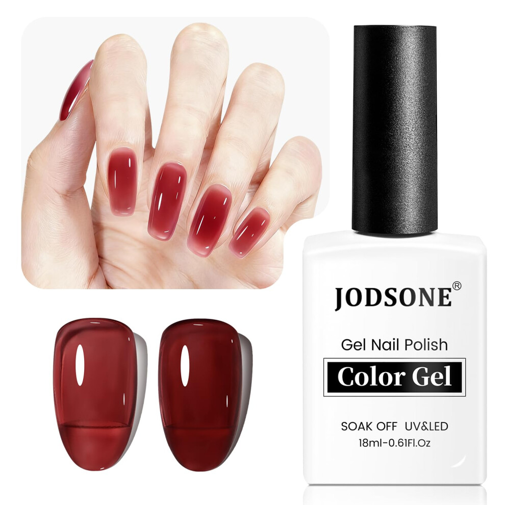 Jodsone Burgundy/Red 18Ml Jelly Gel Nail Polish Jelly Wine Gel Polish Soak Off Uv Led Art Manicure Salon Diy At Home