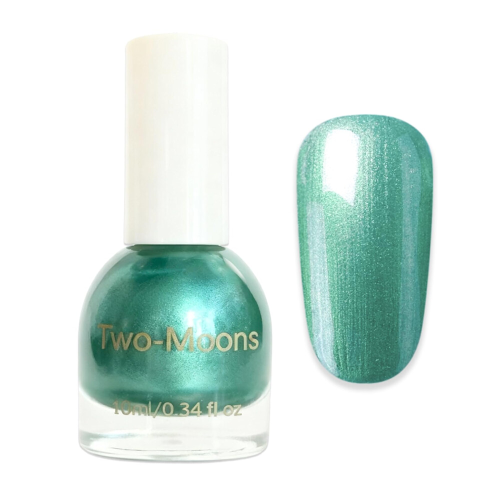Shengqialun Green Metallic Nail Polish, Nail Varnish Quick Dry, Long Lasting High Gloss No Chip