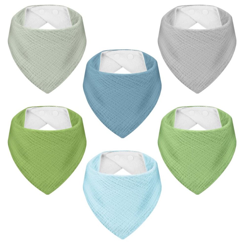 Baby Bandana Dribble Bibs, 6 Pack Cotton Soft And Absorbent Drool Bibs Triangular With Adjustable Snaps, Drool Bib For Teething For Newborns Aoote