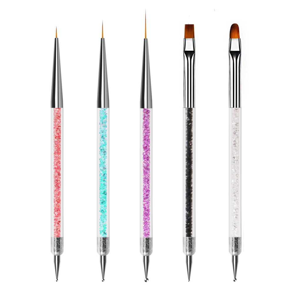 Zeohbety Nail Art Brushes, 5Pcs Nail Art Liner Brushes, Dotting Pen Tools, Nail Art Design Brush Set For Long Lines, Thin Details, Fine Drawing
