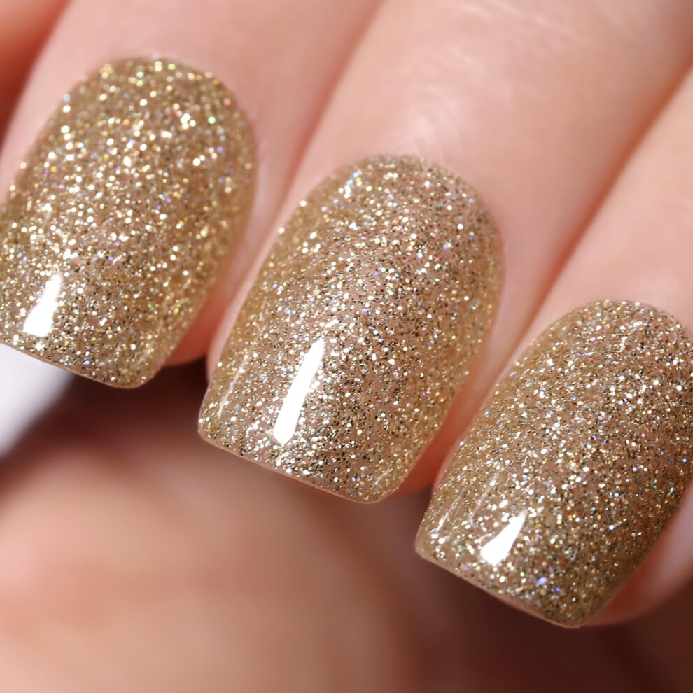 Ozzeal Gold Clear Glitter Gel Nail Polish - Sparkle Shimmer Summer Rainbow Soak-Off Led/Uv Polish For Art & Diy Manicure 15Ml