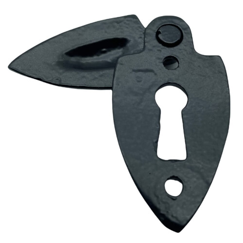 Black Antique Keyhole Cover Escutcheon with Screws 2