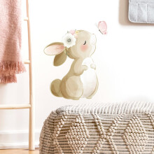 fanquare Rabbits with Floral Wall Stickers Animal Bunny Flowers and Butterfly Wall Art Decals for Baby Nursery Kids Bedroom Living Room
