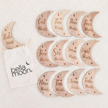 13pcs Baby Monthly Wooden Milestone Discs - Baby Age Keepsake and Photo Prop - for Boys and Girls - Baby Gift for New Mums and Babyshower