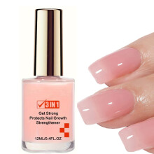 3 In 1 Nail Strengthener, Extra Strong Nail Polish Strengthener for Damaged Nails, Pink Nail Vanish, Nail Hardener for Fragile Nails