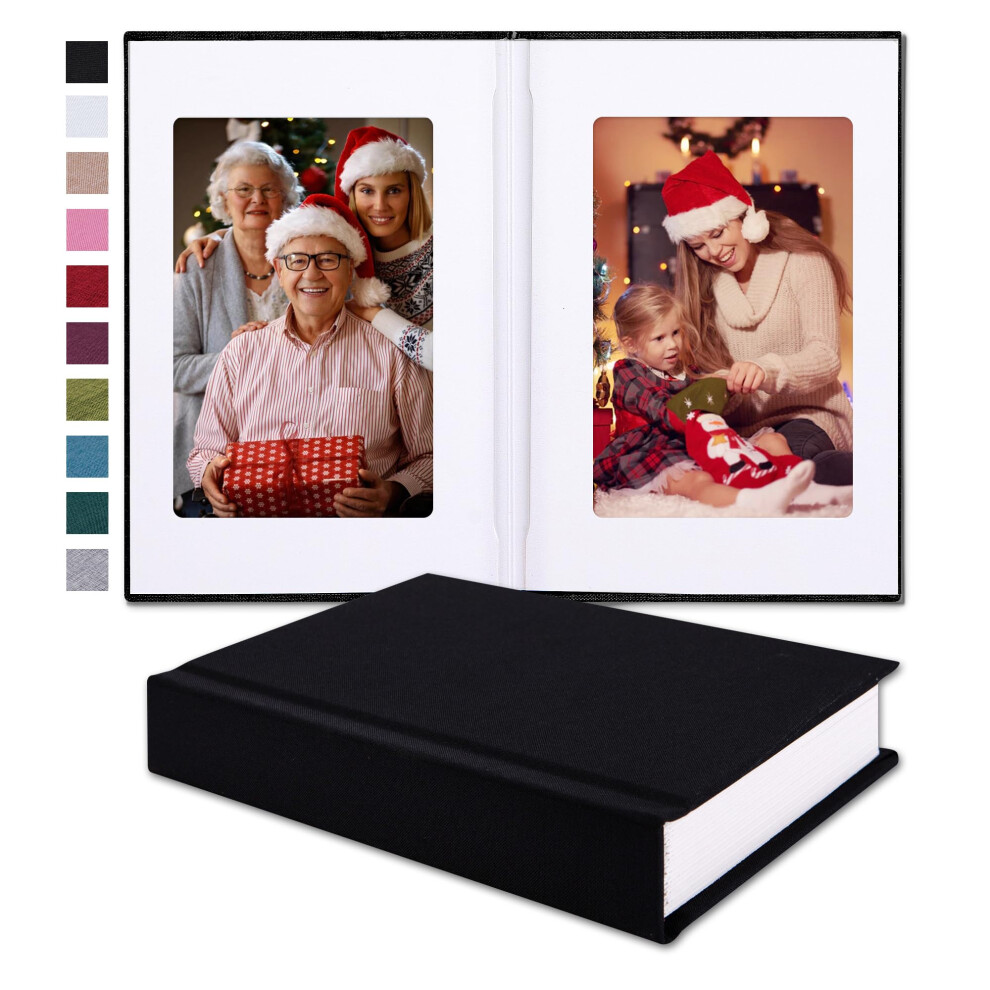 Small 4X6 Photo Album With Writing Space Holds 30 Photos Ideal For Wedding Theme-Album And Baby Photo Album (Black) Black Pssoss