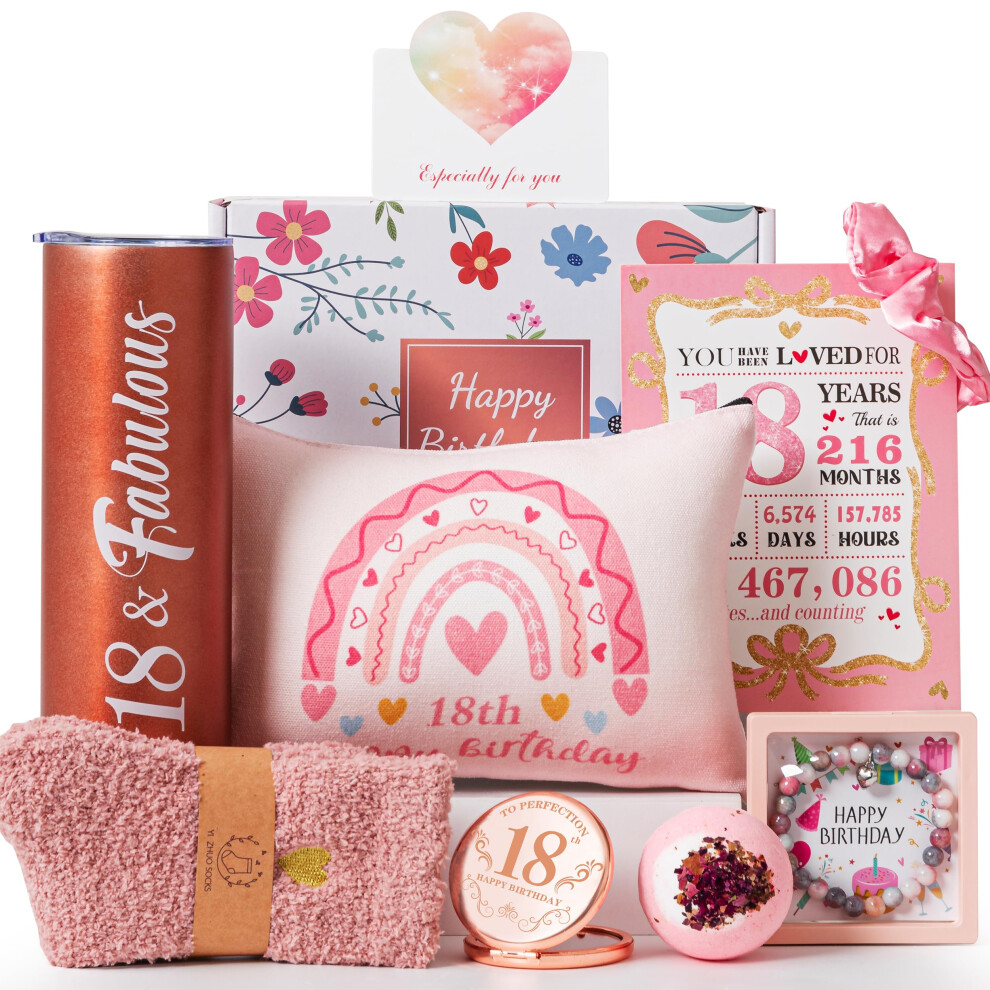 18Th Birthday Gifts For Gifts,Unique Gifts Set Ideas For Turning 18 Year Old Girl Pamper Hamper Box,Happy Bday Present Basket Kit For Teen Girl Yisashment