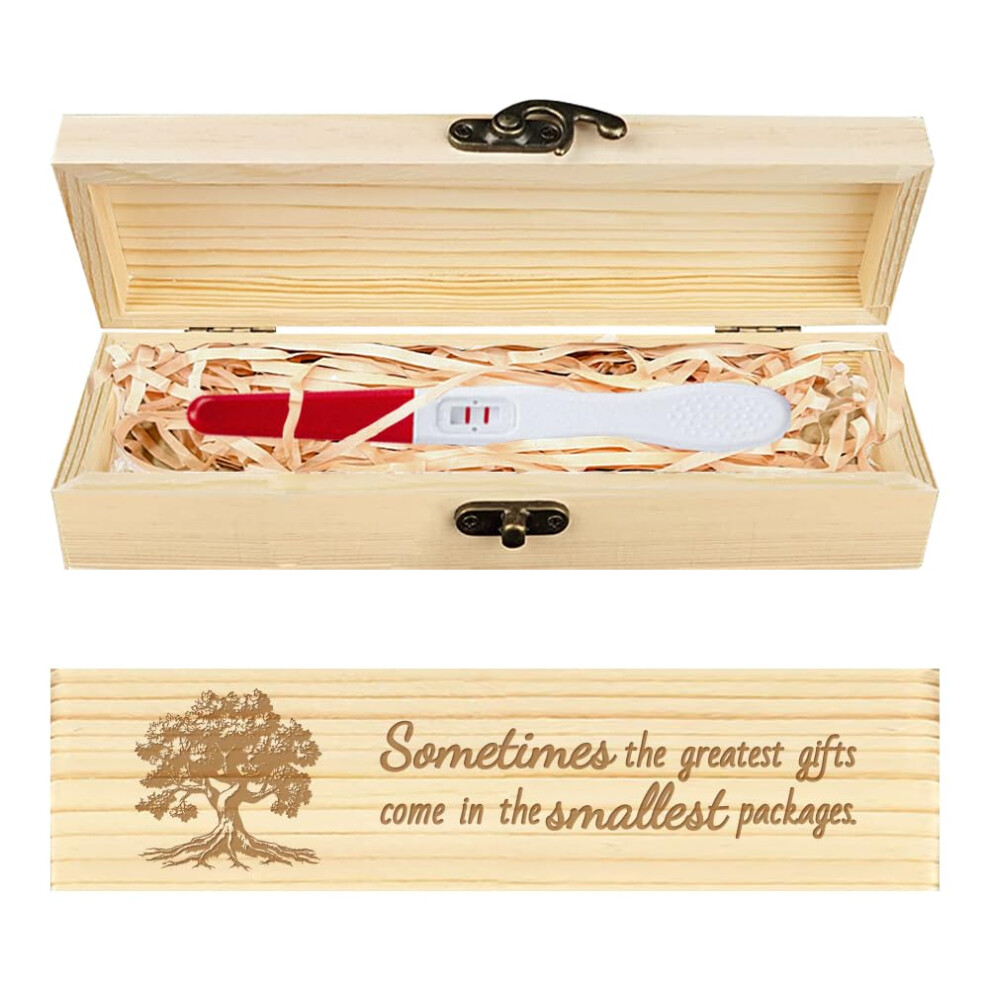 Pregnancy Test Keepsake Box Tree Of Life Wooden Pregnancy Announcement Gifts Box With Raffia Ribbon And Lock Announcement Gifts For Dad Chgcraft