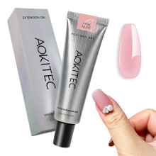 Aokitec 60g Poly Gel for Gel Nails Reconstruction and Extensions, Long Lasting and Natural Looking Nail Art, Gift for Women, Pink