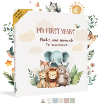 HuBorns - Baby Memory Book & Record Book, 50+ Pages and Stickers, Gifts & Essentials for Newborn, Neutral Keepsake for Boys & Girls