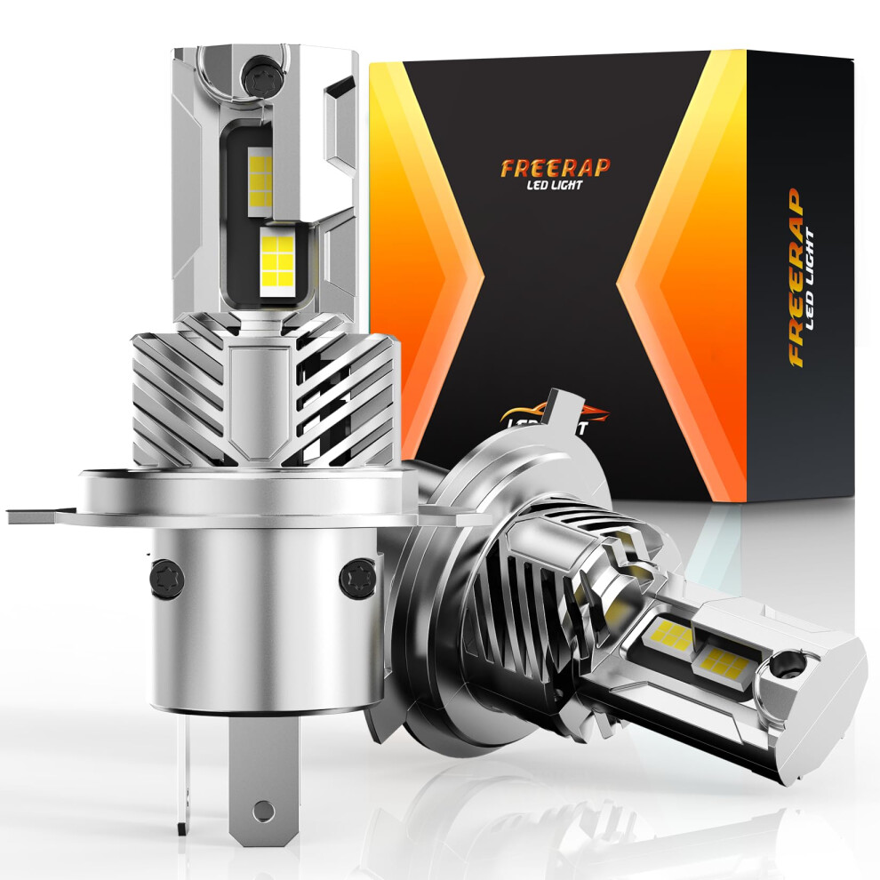 Freerap H4 Led Headlight Bulb, 60W 32000Lm 6500K Cool 9003/Hb2 Headlight Bulbs, Low/High Beam Led Bulb With Fan, Plug And Play White 5051226420870