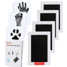 Zemiu Baby Handprint and Footprint Large Size Kit,4 Baby Handprint Ink Pads with Clean-Touch & 12 Imprint Cards,Inkless Print Kit Safe Non-Toxic for