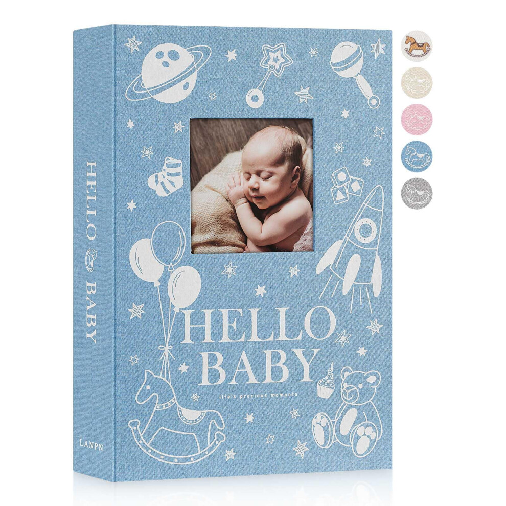 Baby Photo Album 6X4 300 Pockets, Linen Newborn Bebe Ultrasound Photo Album With Memo Writing Area, Cover Photo Book, Picture Album For Kids Lanpn