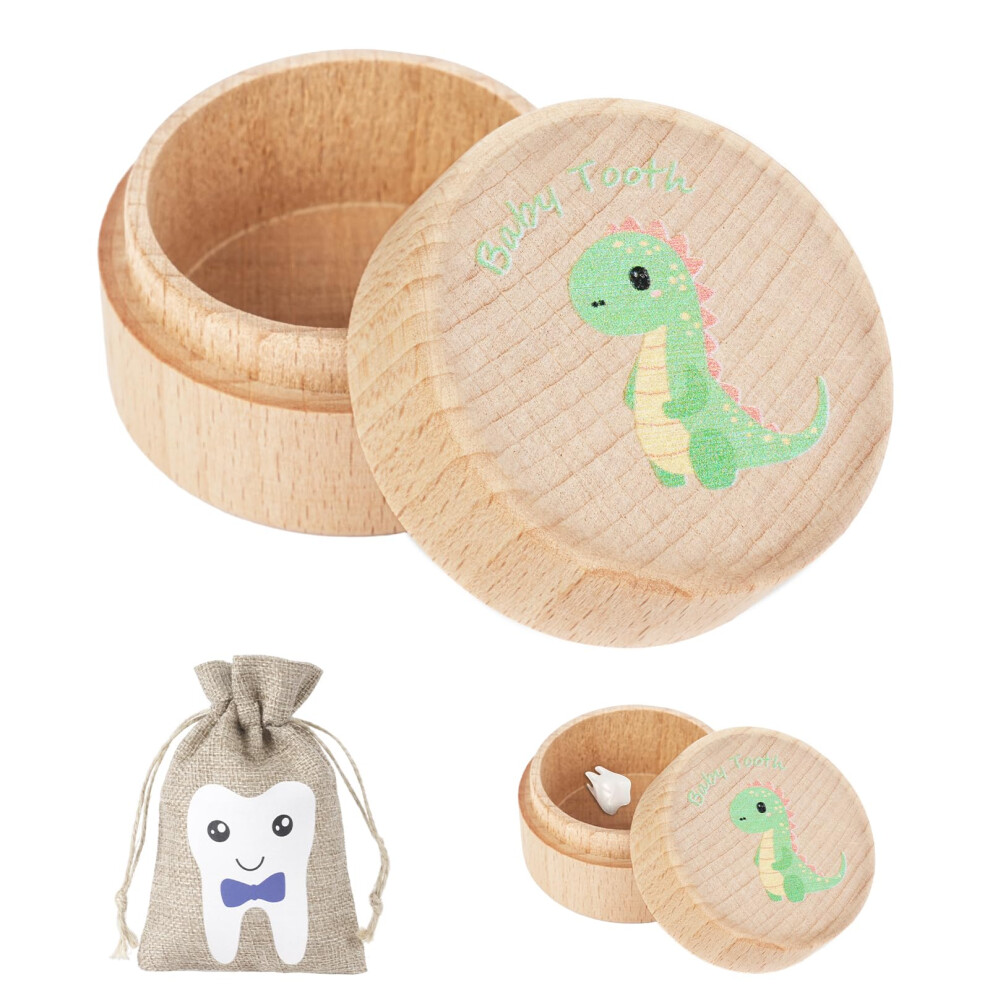 Tooth Fairy Box With Tooth Fairy Bag,Wooden Baby Keepsake Box,Baby Teeth Storage Box For Lost Teeth,Newborn Wood Case For Boys Girls Aolso