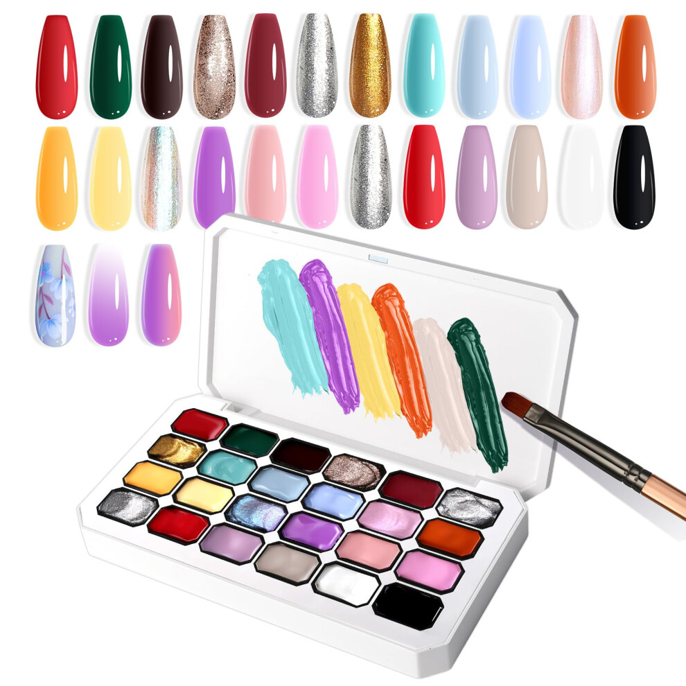 U-Shinein Gradient Painting Gel, 24 Colors Ombre Gel Nail Polish For Ombre Nails Aura Nails, French Manicure Diy Nail Art,Palette C