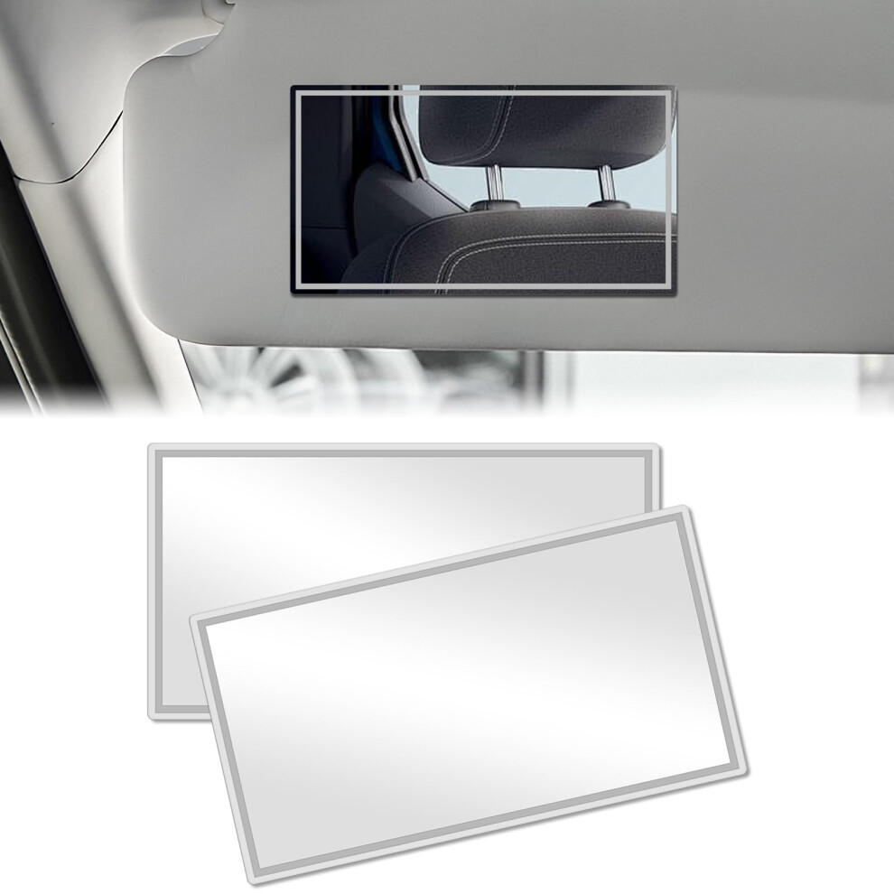 Adiwo 2 Pcs Rectangle Makeup Mirror, Cosmetic Mirror For Cars, Car Visor, Bathroom Or Bedroom Wall, Back Car Seat, 15 X 8 Cm 5051226421655