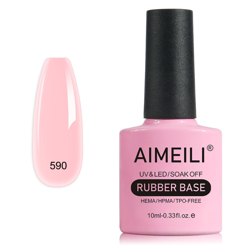 Aimeili 5 In 1 Rubber Base Gel Nail Set, Sheer Color Gel Polish Uv Led Soak Off, Elastic Base Coat Strengthener & Rhinestones Glue - (590) 10Ml