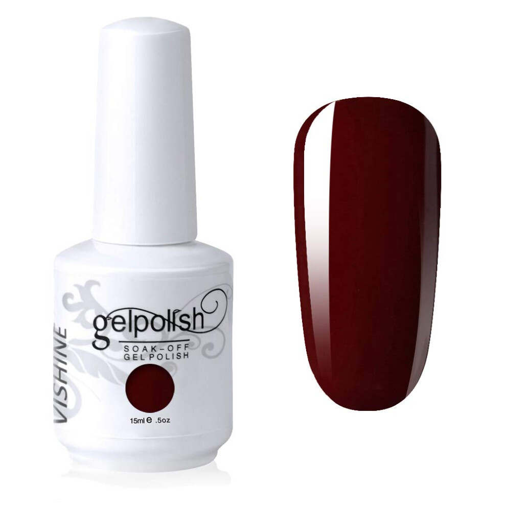 Vishine Dark/Red Gelpolish Uv Led Soak Off Varnish Color Gel Nail Polish Manicure Salon Red(1418)