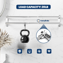 Double Towel Rail Wall Mounted, 43-72 cm Adjustable Towel Holder, Stainless Steel Bathroom Towel Rails, Tower Rack for Bathroom Shower, Kitchen