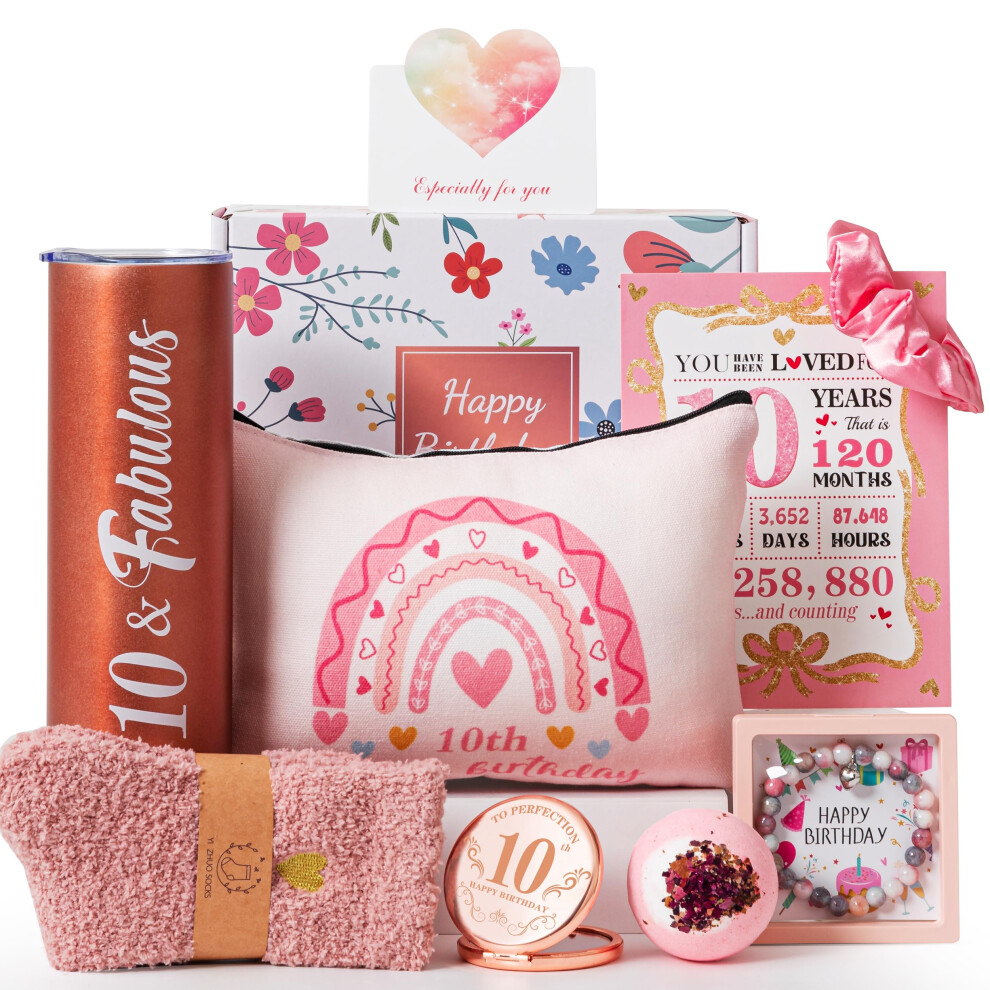 10Th Birthday Gifts For Gifts,Unique Gifts Set Ideas For Turning 10 Year Old Girl Pamper Hamper Box,Happy Bday Present Basket Kit For Teen Girl Yisashment