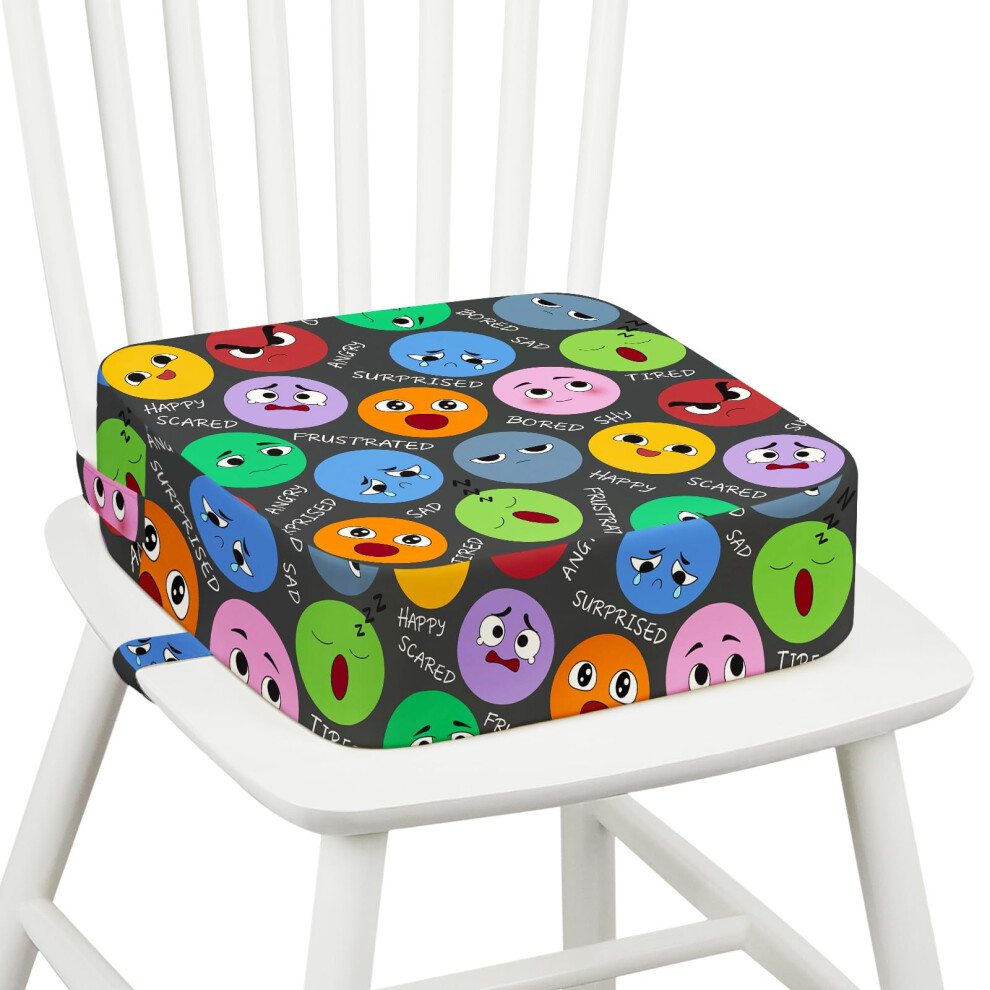 Omedecal Toddler Booster Seat For Dining Table, 10Cm Thick Sponge Kids Booster Cushion With Non-Slip Bottom & 2 Adjustable Straps