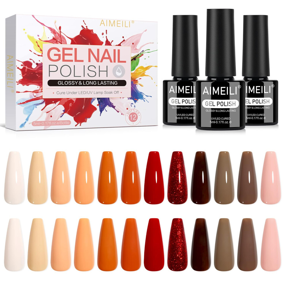 Aimeili Gel Nail Polish Set 12Pcs, Cruelty Free, Vegan, Soak Off Uv Led Gel Polish Nail Art Manicure Salon Diy At Home For Women - Kit 45