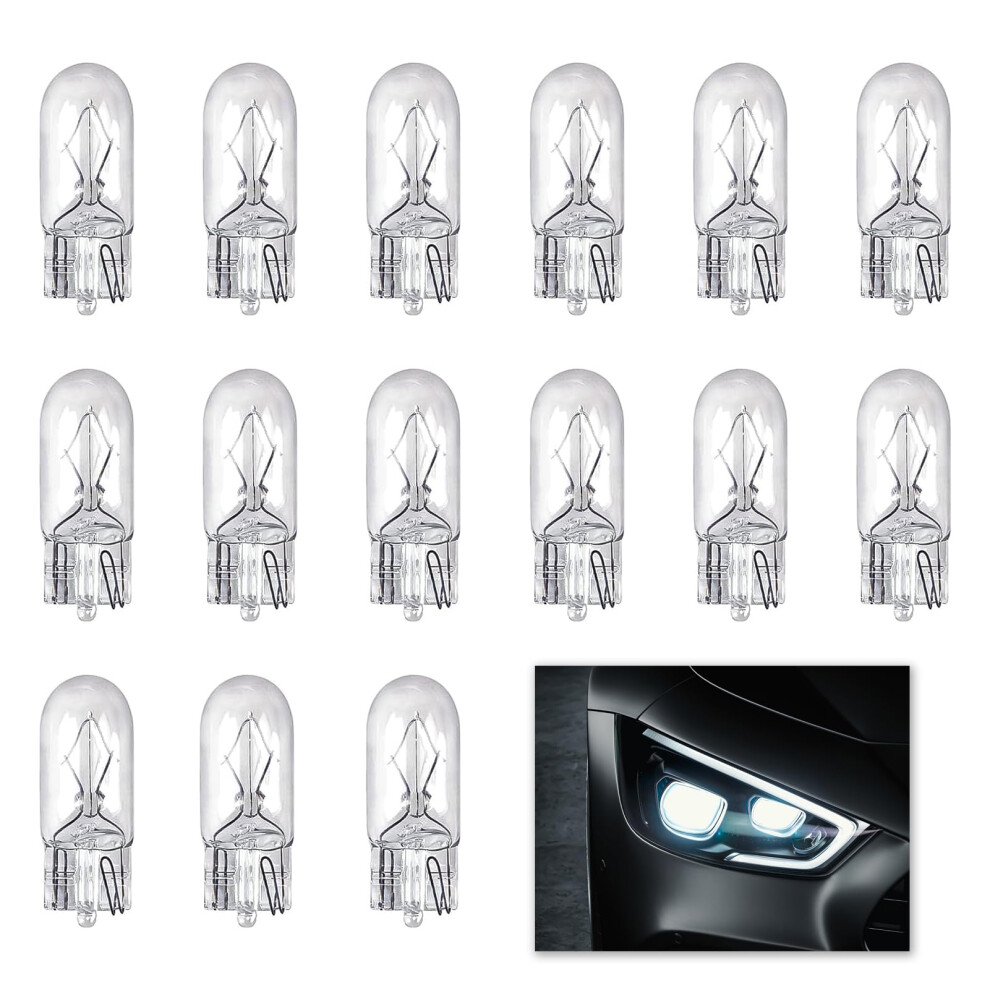 15 Pack 501 W5w T10 Car Bulbs, 12V 5W Side Car Bulbs, Car Side Bulbs License Plate Dashboard Reverse Parking Light 5051226420641