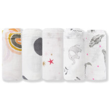 norinori Muslin Squares Baby Muslin Cloths- 5 Pack Baby Cloth 60x60cm 100% Pure Cotton Super Soft Breathable Newborn Essentials Perfect Shower Gifts