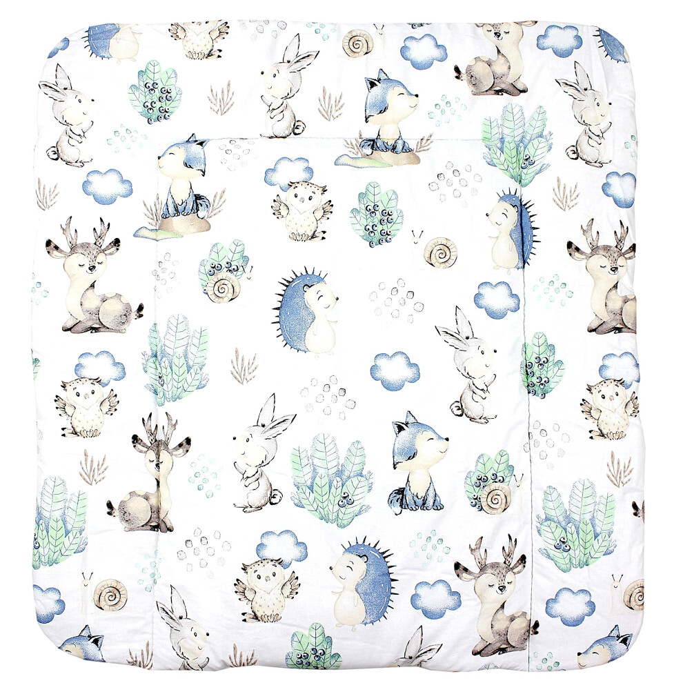 Baby Changing Mat Softly Padded Patterned, Roe Deer/Hedgehog, 75 X 85 Cm Tuptam