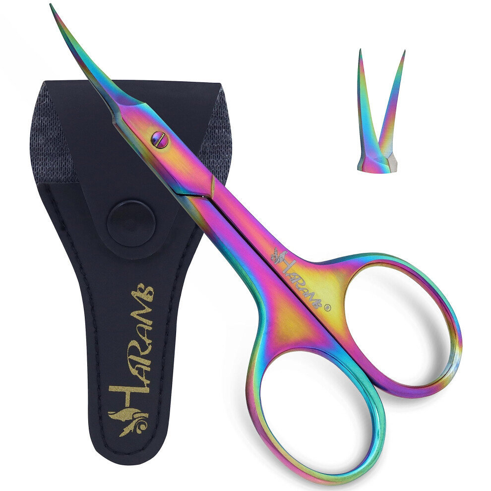 Harams Cuticle Scissors Extra Fine Curved Multipurpose Little Beauty Scissors For Manicure Pedicure, Eyebrows, Eyelash, Nose, Beard, Mustache