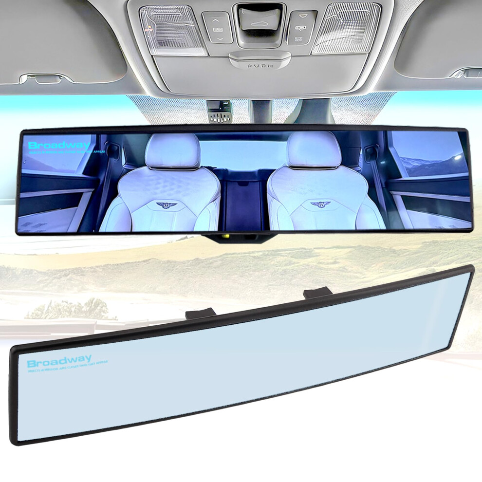 Ningfist Broadway Car Rear View Mirror Wide Angle Panoramic Anti Glare Mirror Blindspot Accessories Universal Interior Car Convex Mirror For Car Suv Blue/Black 5051226421952
