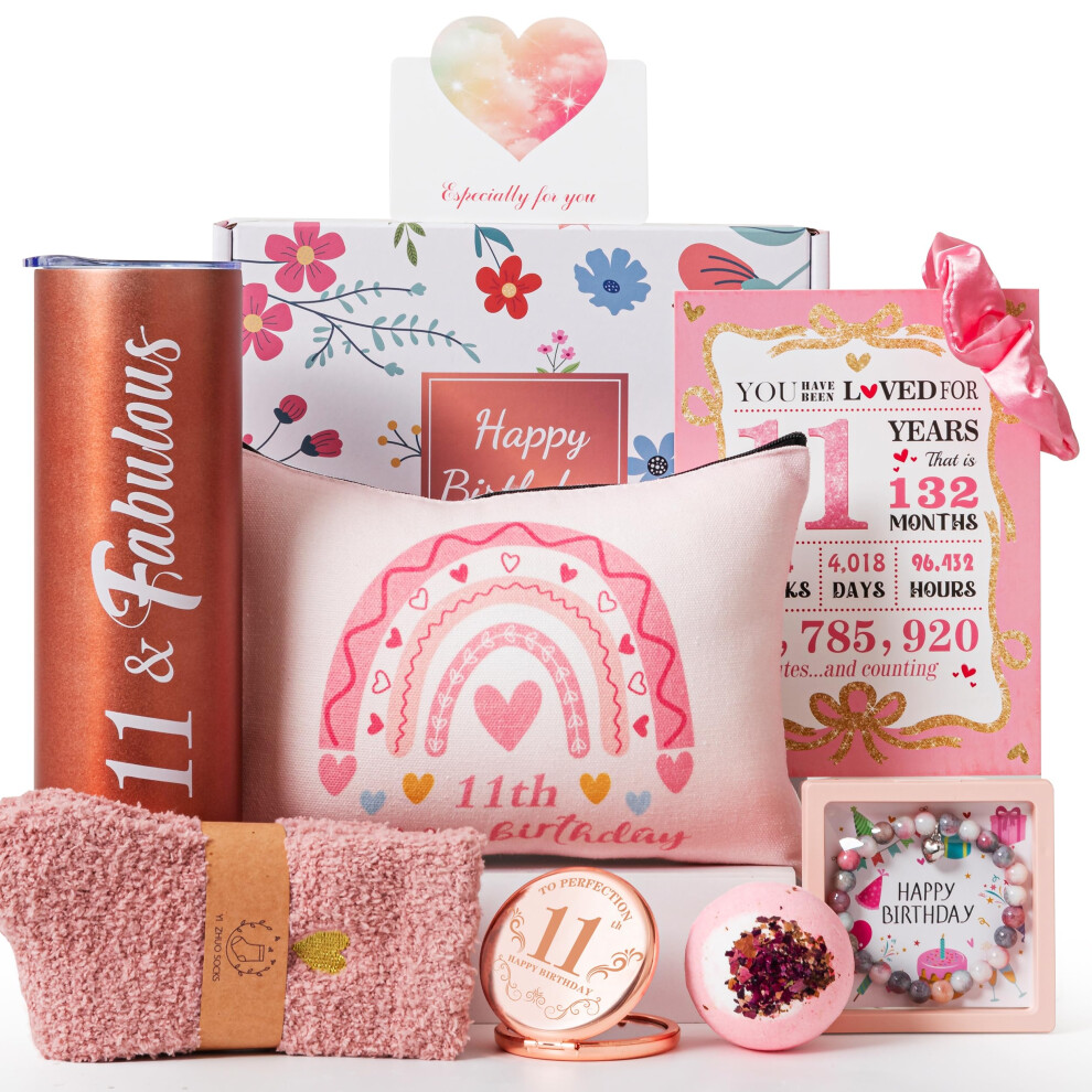 11Th Birthday Gifts For Gifts,Unique Gifts Set Ideas For Turning 11 Year Old Girl Pamper Hamper Box,Happy Bday Present Basket Kit For Teen Girl Yisashment
