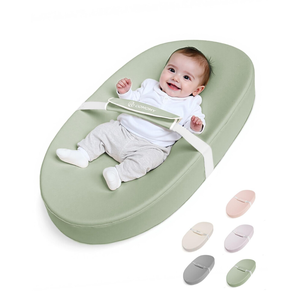 Comomy Vegan Leather Nappy Baby Changing Mat With Waterproof And Wipeable Pu Cover, Anti-Roll And Anti-Slip Diaper Chang Mat With Safety Straps