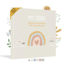 HuBorns - Baby Memory Book & Record Book, 50+ Pages and Stickers, Gifts & Essentials for Newborn, Neutral Keepsake for Boys & Girls