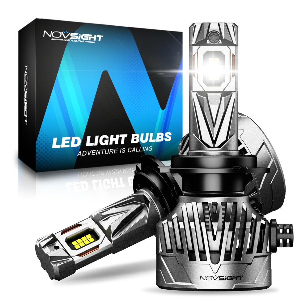 Novsight H7 Led Head Bulbs - 40000Lm 130W H7 Head Bulbs With Fan,700% Brightness 6500K Led Bulb,Ip68 Waterproof, Pack Of 2 White/Light 5051226420962