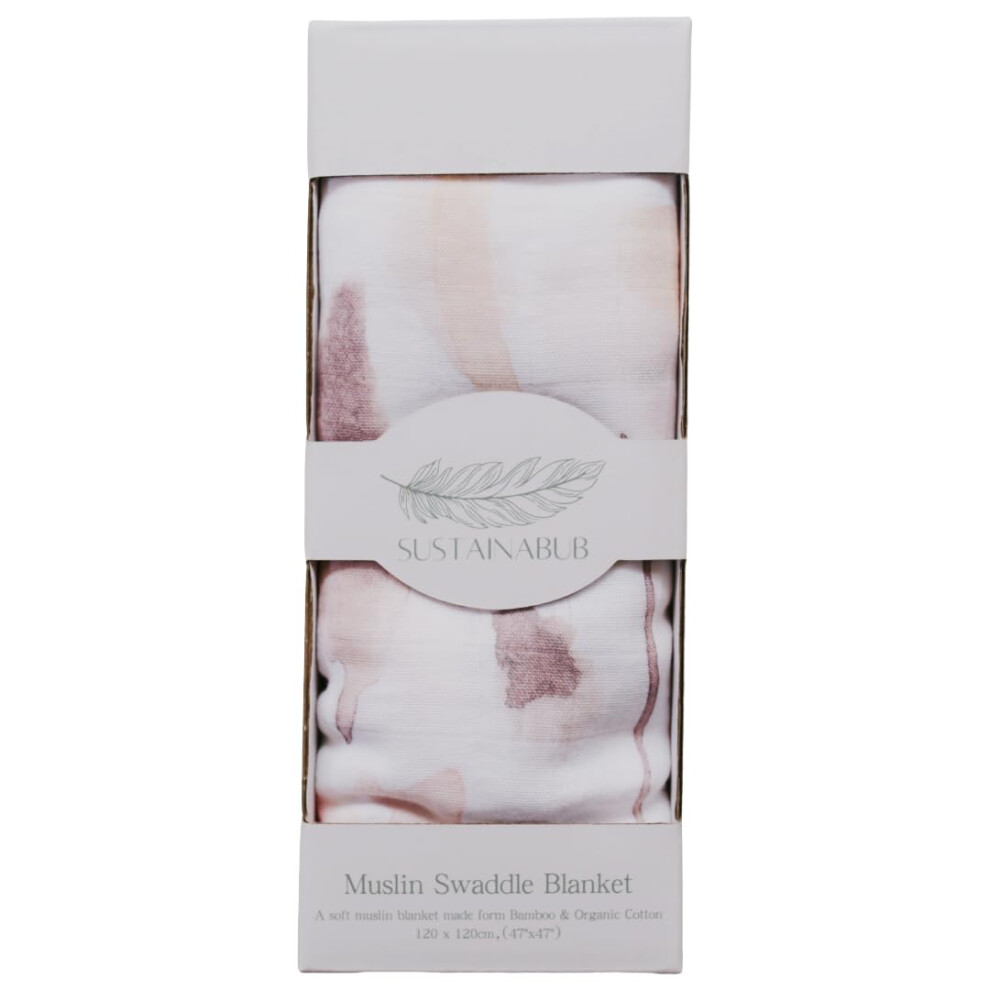 Sustainabub Organic Baby Muslin Cloth Swaddle - Award-Winning Soft Muslin Square Blanket In Neutral Colours. Gots & Oeko Tex Certified Bamboo &