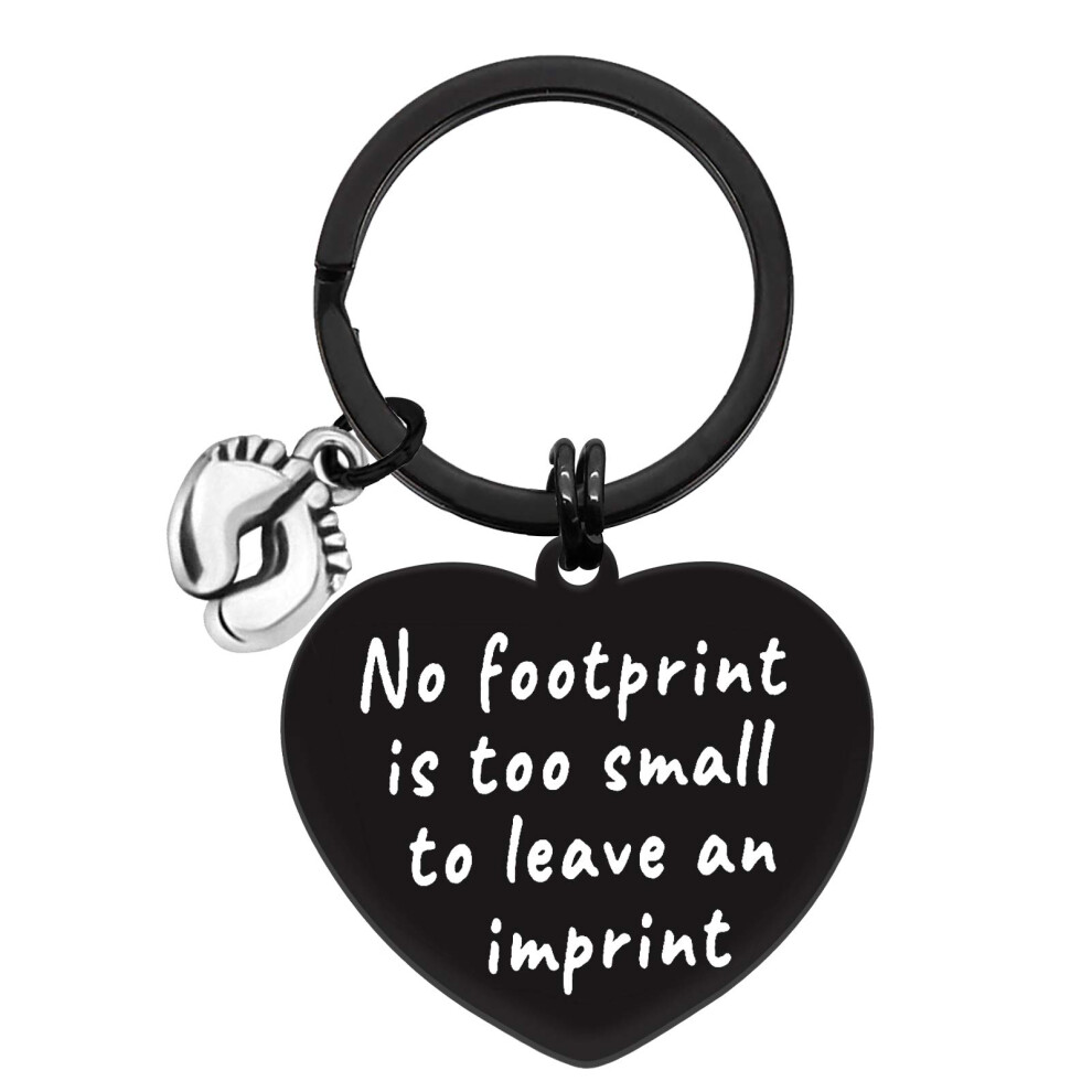 Miscarriage Keyring Baby Memorial Gifts No Footprint Is Too Small Keyring Loss Infant Child Memorial Keychain Miscarriage Keepsake Gifts Remembrance Baixian